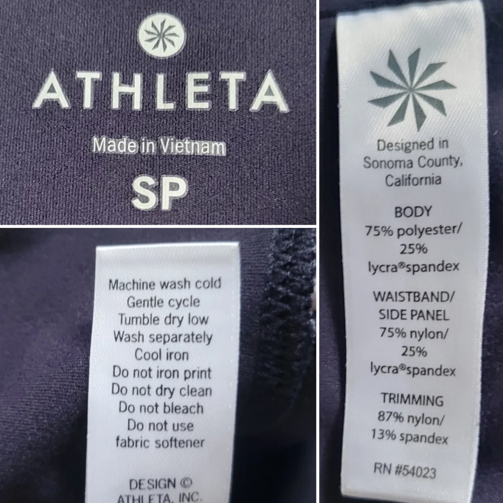 Athleta Mantra Mosaic Capri, Navy Blue, Mauve, White, Green, Size Petite Small - Picture 14 of 14